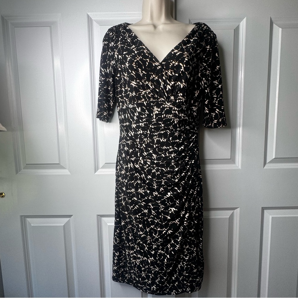 Lauren Ralph Lauren Brown Ruched Silky Midi Dress-Size 2